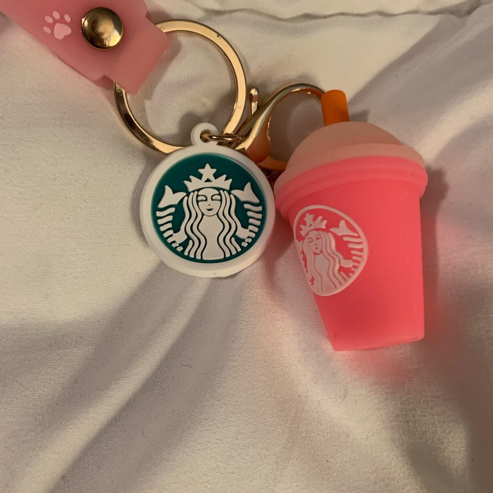 Pink Starbucks keychain and fobs
